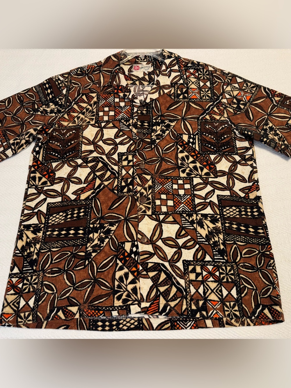 Hilo Hattie Vintage Bark Cloth Hawaiian Button-Down Shirt